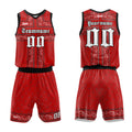 Uniforme de baloncesto personalizado rojo y negro con tu logotipo-nombre y número impresos