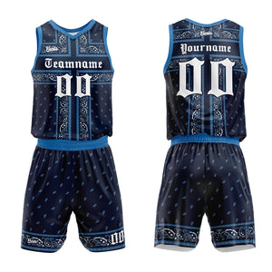 Uniforme de baloncesto azul marino personalizado con tu logotipo-nombre y número impresos