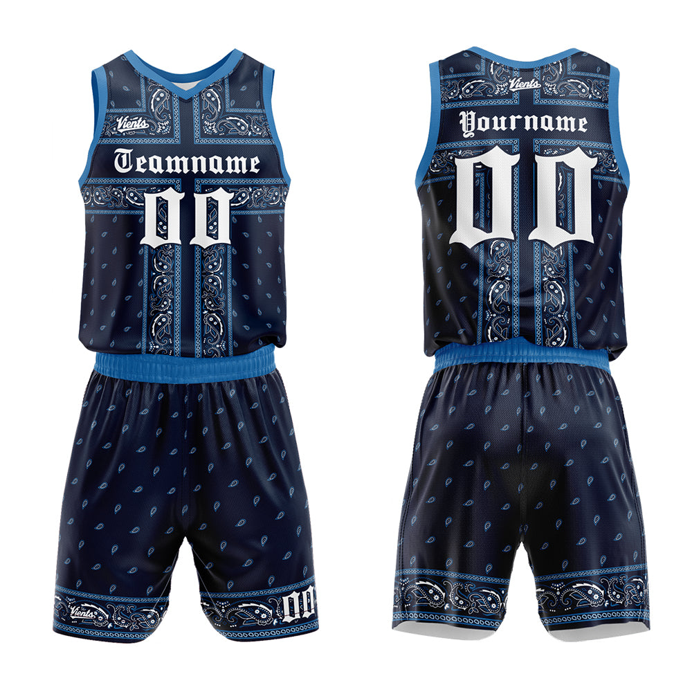 Uniforme de baloncesto azul marino personalizado con tu logotipo-nombre y número impresos