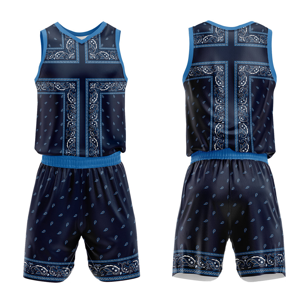 Uniforme de baloncesto azul marino personalizado con tu logotipo-nombre y número impresos