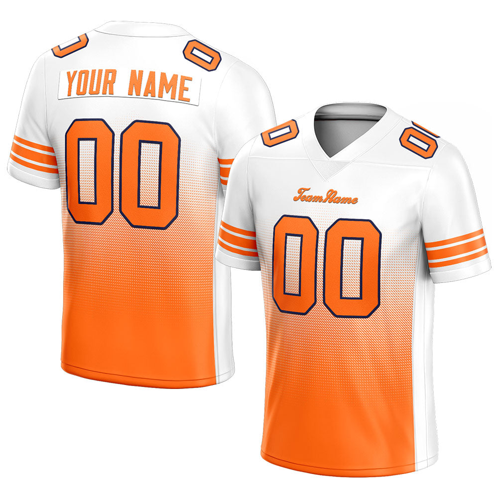 custom authentic gradient fashion football jersey white-orange-navy
