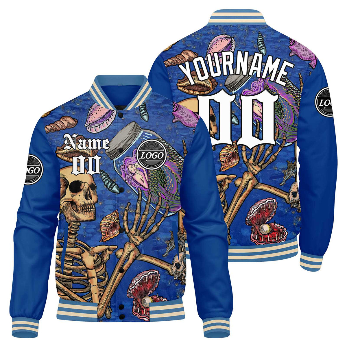 Chaqueta universitaria personalizada estilo Letterman para hombres-mujeres y jóvenes-color azul