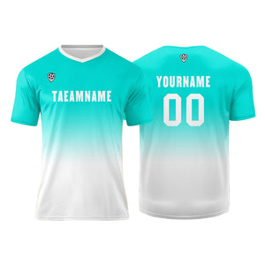 Camiseta de uniforme personalizada azul menta y blanca para niños y adultos Conjunto de camiseta personalizado