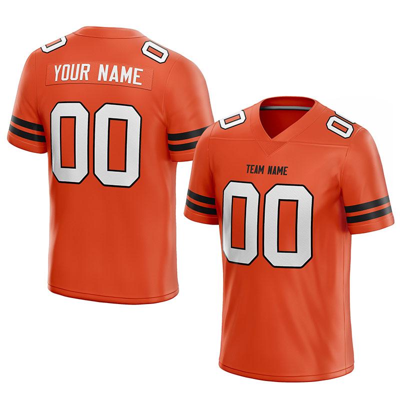 custom authentic football jersey black-white-orange mesh