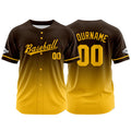 Camiseta de béisbol con dise?o personalizado estampado a todo color amarillo-marrón