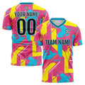 Conjunto personalizado de camiseta de uniforme rosa y amarillo para niños y adultos