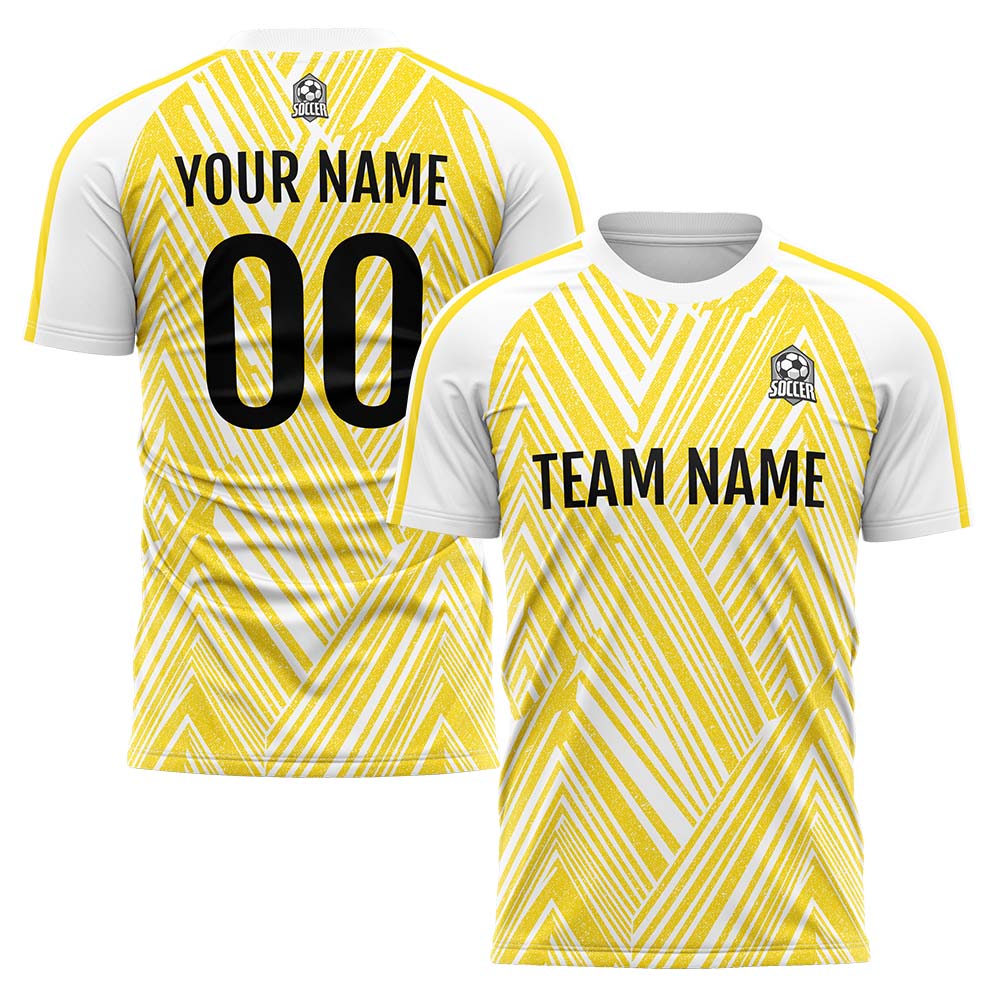 Conjunto personalizado de camiseta de fútbol para niños y adultos & color amarillo y blanco