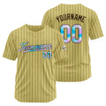 Camiseta de béisbol personalizada con diseño de rayas doradas y marrones & estilo hip hop