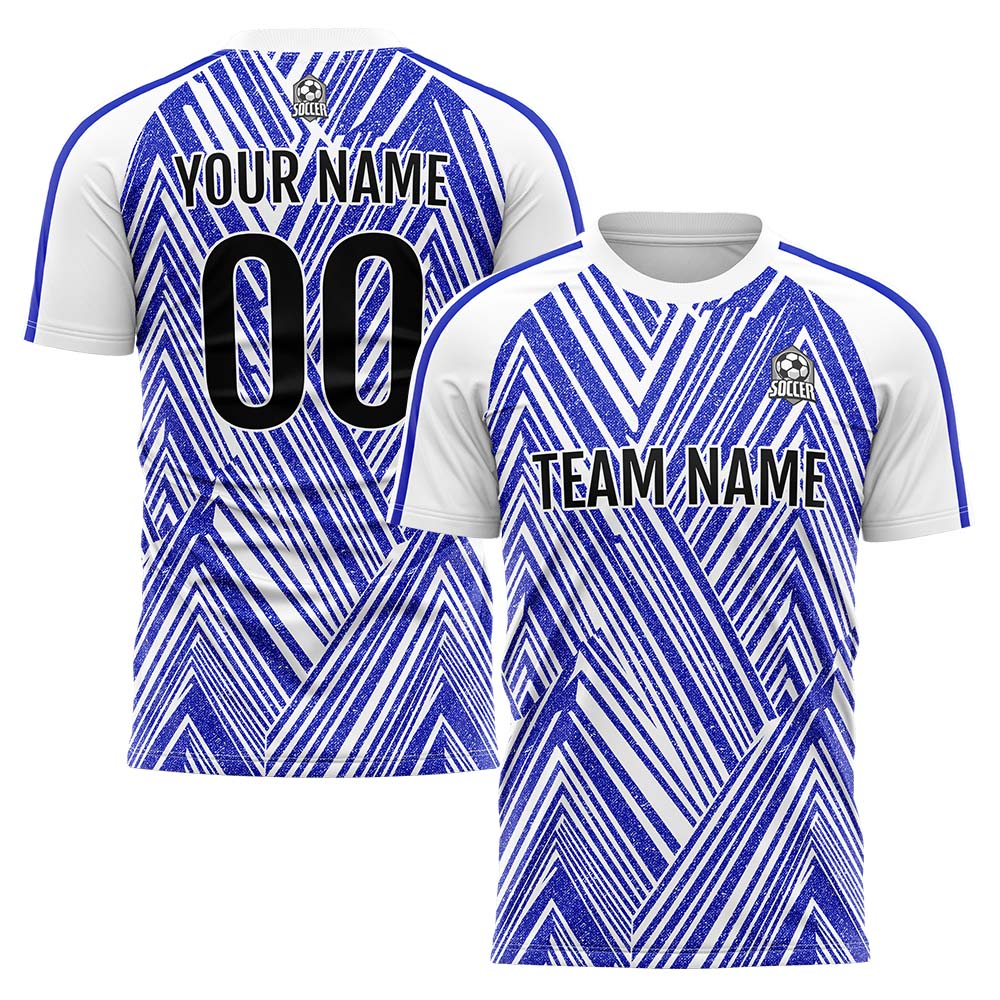 Conjunto personalizado de uniforme de fútbol para niños y adultos: camiseta azul marino y blanca