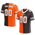 custom authentic split fashion football jersey orange-brown-white mesh