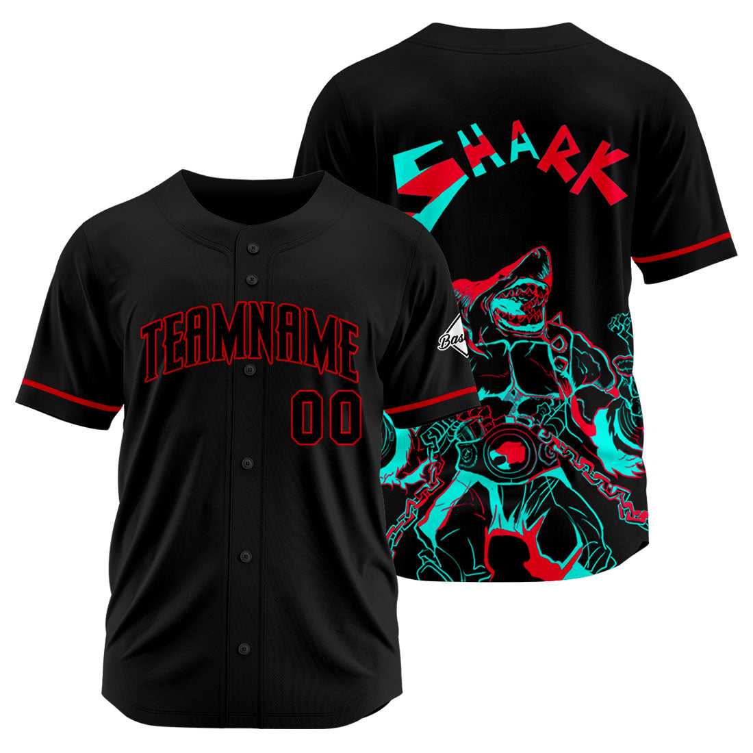 Uniformes de béisbol personalizados Shark-Black&Red de alta calidad para adultos y niños & optimizados para el rendimiento