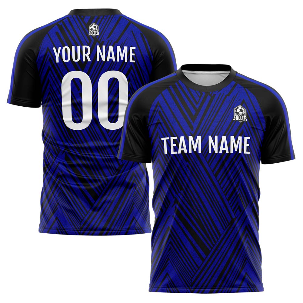 Conjunto personalizado de uniforme de fútbol para niños y adultos: camiseta azul marino y negra