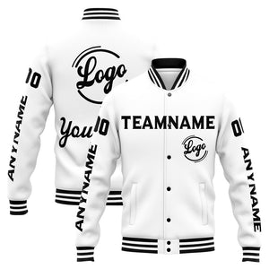 Chaqueta universitaria personalizada estilo Letterman para hombres-mujeres y jóvenes-color blanco