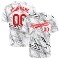 Camiseta de béisbol con dise?o personalizado estampado completo en blanco negro y rojo