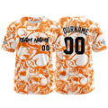 Camiseta de béisbol personalizada para hombres mujeres ni?os y jóvenes con bordados e impresión en naranja y blanco