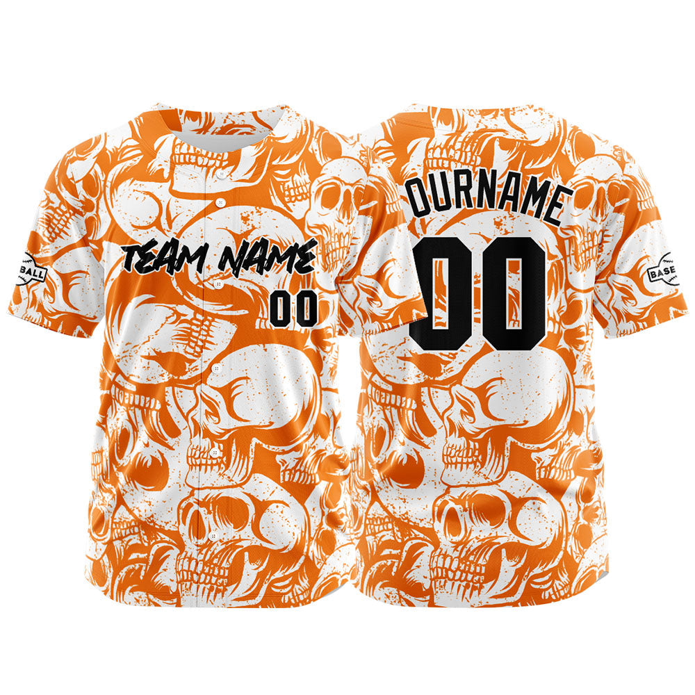 Camiseta de béisbol personalizada para hombres mujeres ni?os y jóvenes con bordados e impresión en naranja y blanco