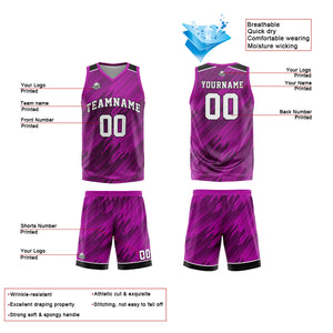 Uniforme de baloncesto personalizado tipo rayas rosas con tu logotipo-nombre y número impresos