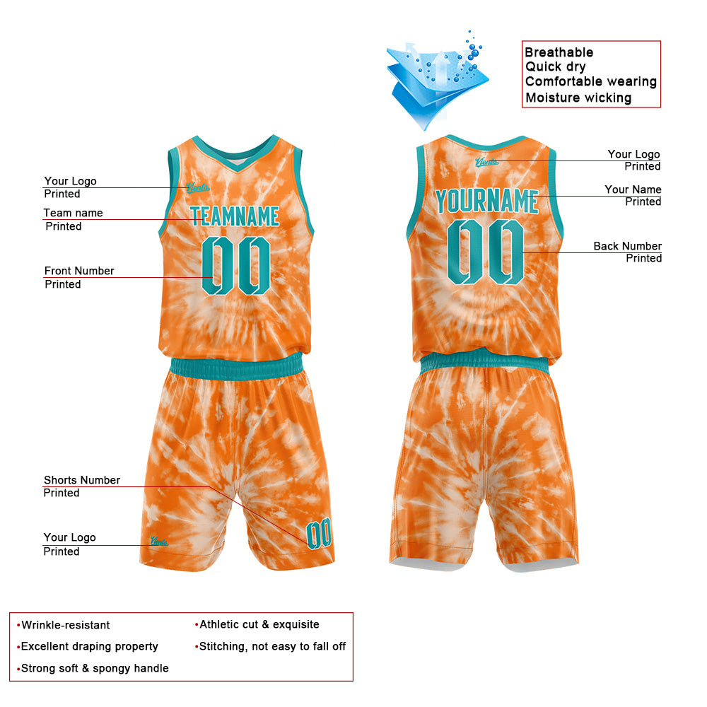 Uniforme de baloncesto naranja personalizado con tu logotipo-nombre y número impresos