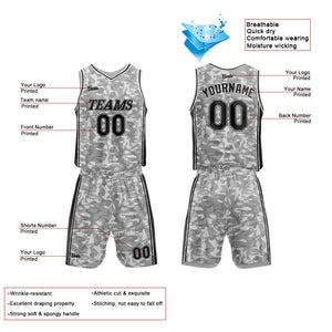 Uniforme de baloncesto gris personalizado con tu logotipo-nombre y número impresos