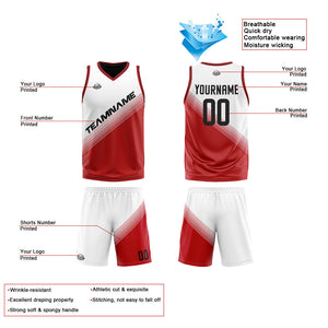 Traje de baloncesto reversible personalizado para adultos y niños-camiseta personalizada en negro y rojo