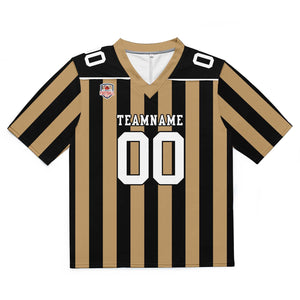 Camiseta de fútbol personalizada con nombre y número del equipo bordados-color dorado y negro