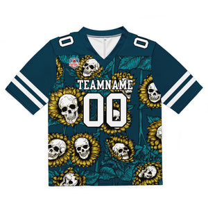 Camiseta de fútbol personalizada con nombre y número del equipo bordados a mano-color verde girasol/medianoche