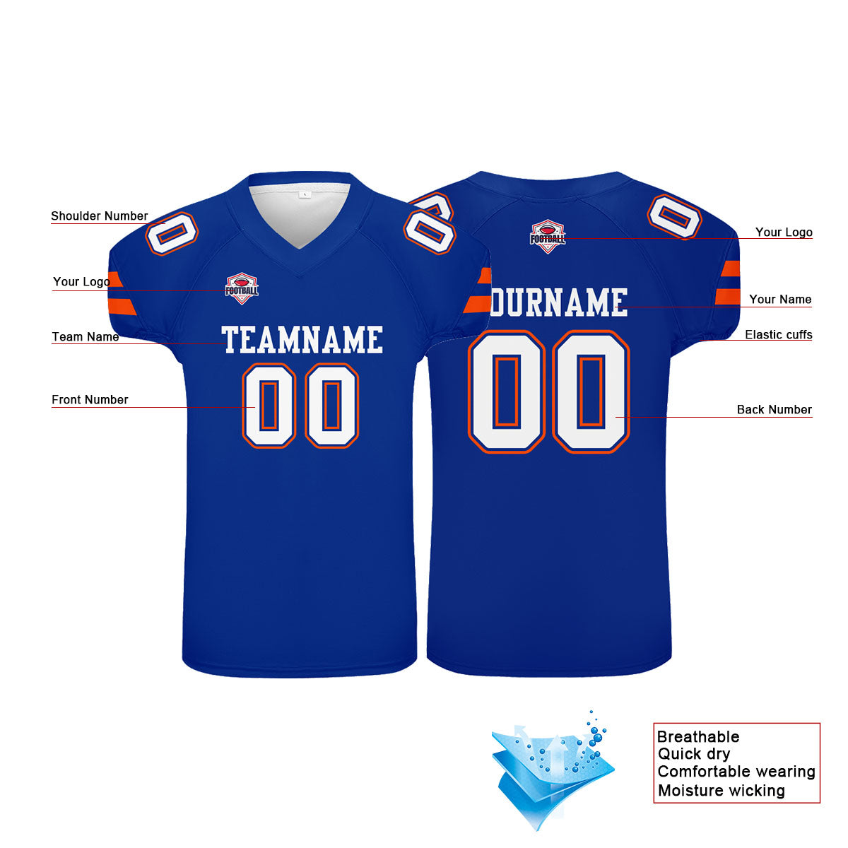 Camiseta de fútbol personalizada con nombre y número del equipo impresos