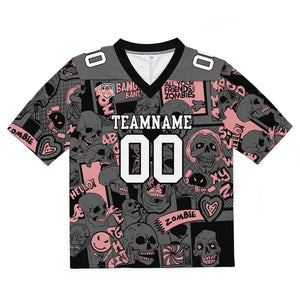 Camiseta de fútbol personalizada con nombre y número del equipo impresos y bordados-color rosa