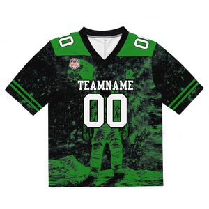 Camiseta de fútbol personalizada con nombre y número del equipo bordados-color negro y verde