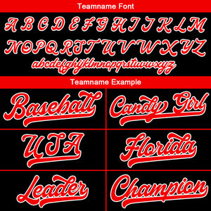 Camiseta de béisbol personalizada con diseño bordado & estilo hip hop & color negro y rojo