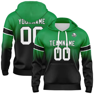 Sudadera con capucha personalizada con degradado para hombre-mujer-niña o niño Estampa tu logotipo-nombre y número en verde y negro