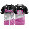 Camiseta de béisbol personalizada negra y rosa con botones para hombre mujer adulto y joven Estampado de nombre número y logotipo