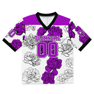 Camiseta de fútbol personalizada con nombre y número del equipo bordados-color morado