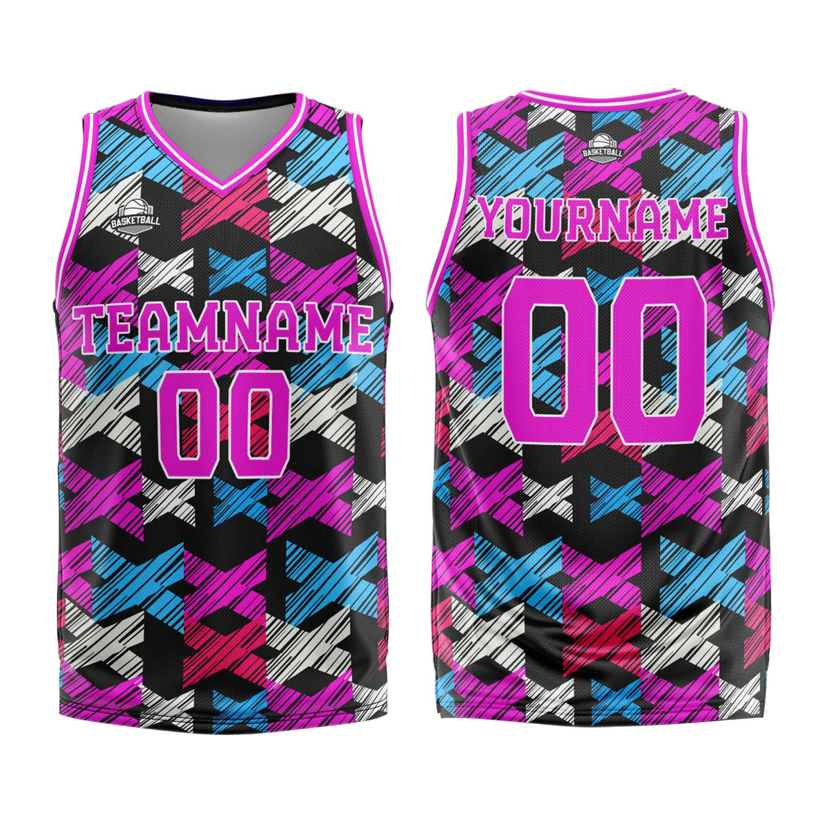 Uniforme de baloncesto rosa palo personalizado con tu logotipo-nombre y número impresos