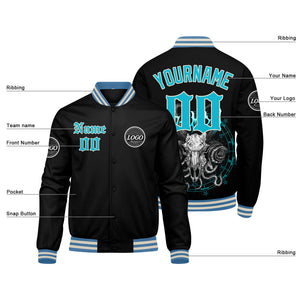 Chaqueta universitaria personalizada estilo Letterman para hombres-mujeres y jóvenes-color azul claro