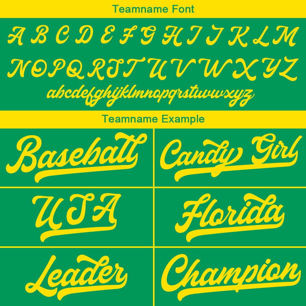 Camiseta de béisbol personalizada con diseño bordado & estilo hip hop & color verde y amarillo