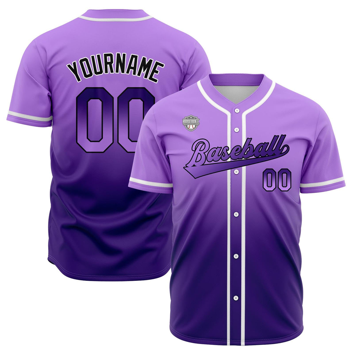Camisetas de béisbol personalizadas con degradado nombre número y logotipo