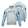 Chaquetas universitarias personalizadas de color gris claro y azul para hombres & mujeres y jóvenes & Chaquetas Letterman personalizadas
