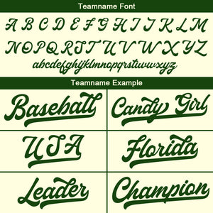 Camiseta de béisbol personalizada con diseño bordado & estilo hip hop & color crema y verde oscuro