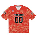 Camiseta de fútbol personalizada con nombre y número del equipo bordados y estampados en color mandarina