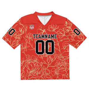 Camiseta de fútbol personalizada con nombre y número del equipo bordados y estampados en color mandarina