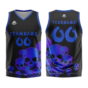 Uniforme de baloncesto azul fluido personalizado con tu logotipo-nombre y número impresos