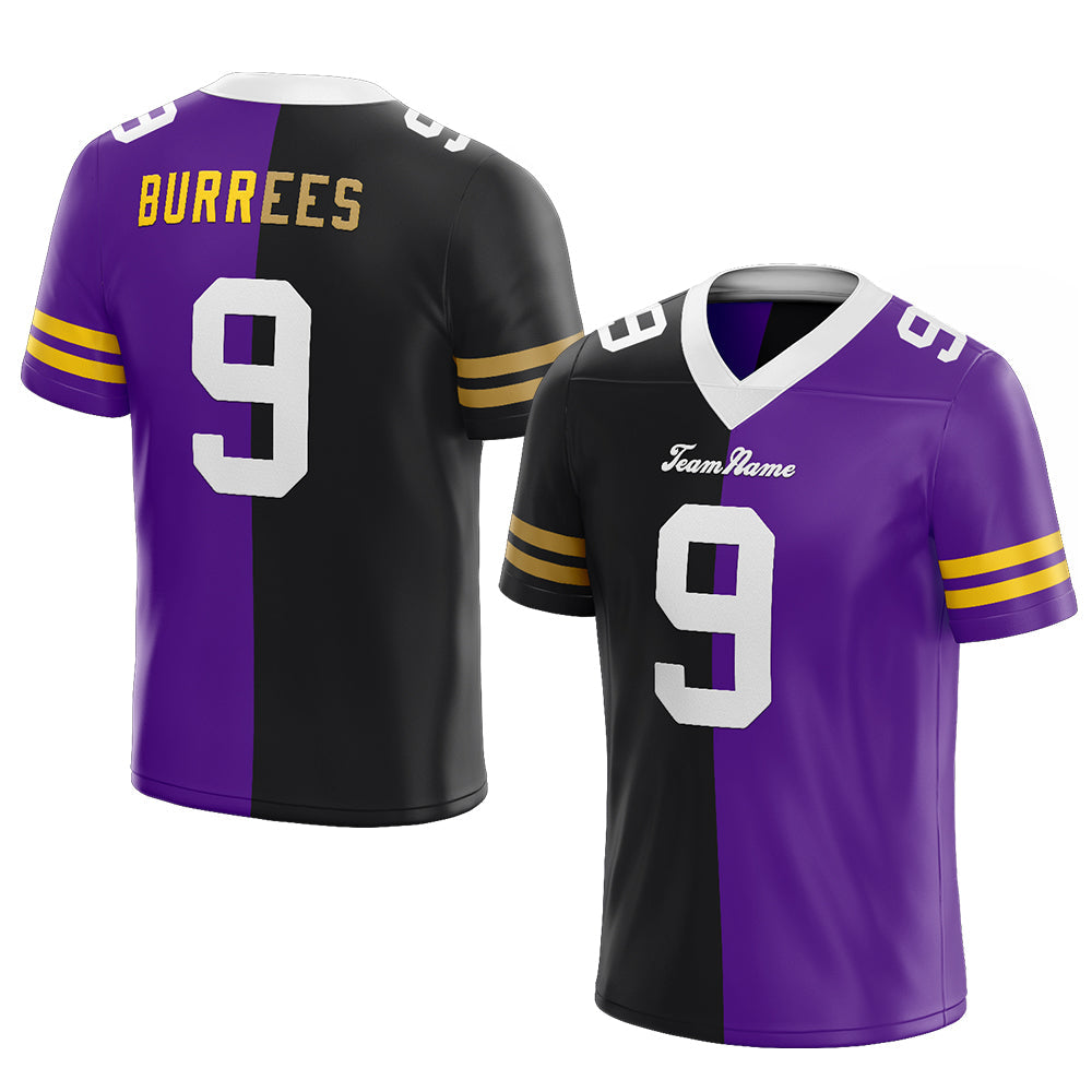 custom authentic split fashion football jersey black-purple mesh