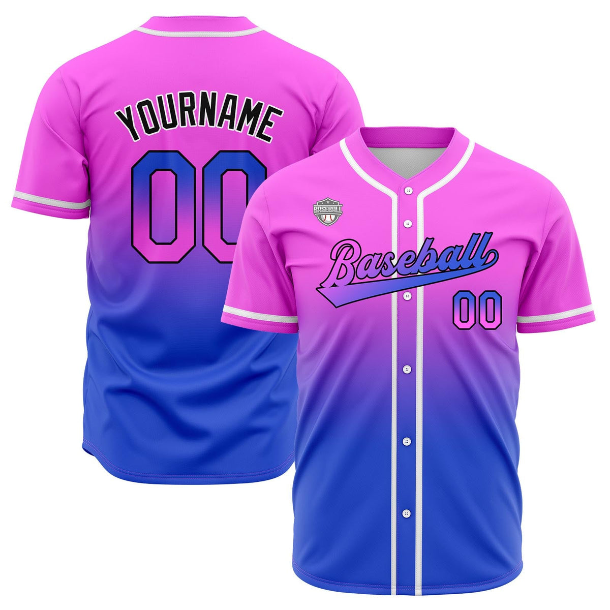Camisetas de béisbol personalizadas con degradado nombre número y logotipo
