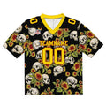 Camiseta de fútbol personalizada con nombre y número del equipo bordados y estampados-color amarillo calavera