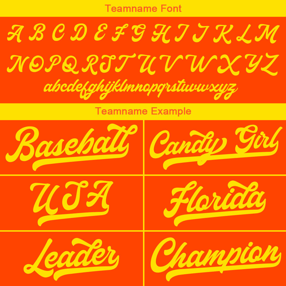 Camiseta de béisbol personalizada con diseño bordado & estilo hip hop & color naranja y amarillo