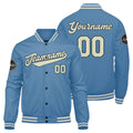Chaqueta universitaria personalizada estilo Letterman para hombres-mujeres y jóvenes-color azul claro y crema