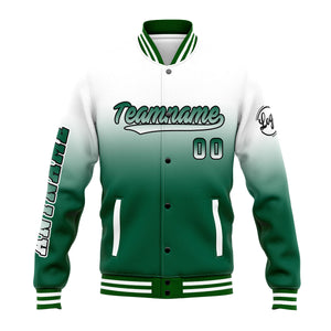 Chaqueta universitaria personalizada estilo Letterman para hombres-mujeres y jóvenes-color blanco y verde