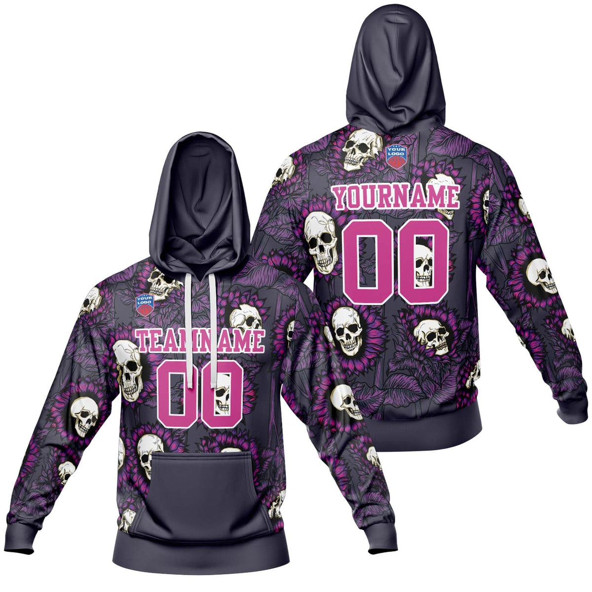 Sudadera con capucha degradada personalizada para hombre-mujer-niña o niño Imprime tu logotipo-nombre y número