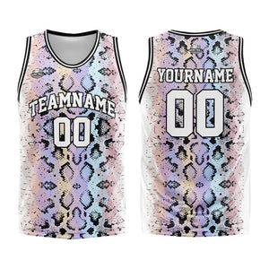 Uniforme de baloncesto personalizado con estampado de serpiente y tu logotipo-nombre y número impresos